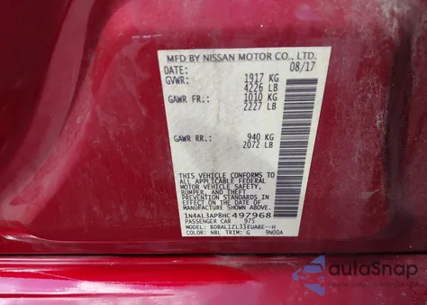 2017 Nissan Altima 2.5 Sv from USA, damaged, VIN 1N4AL3AP8HC497968